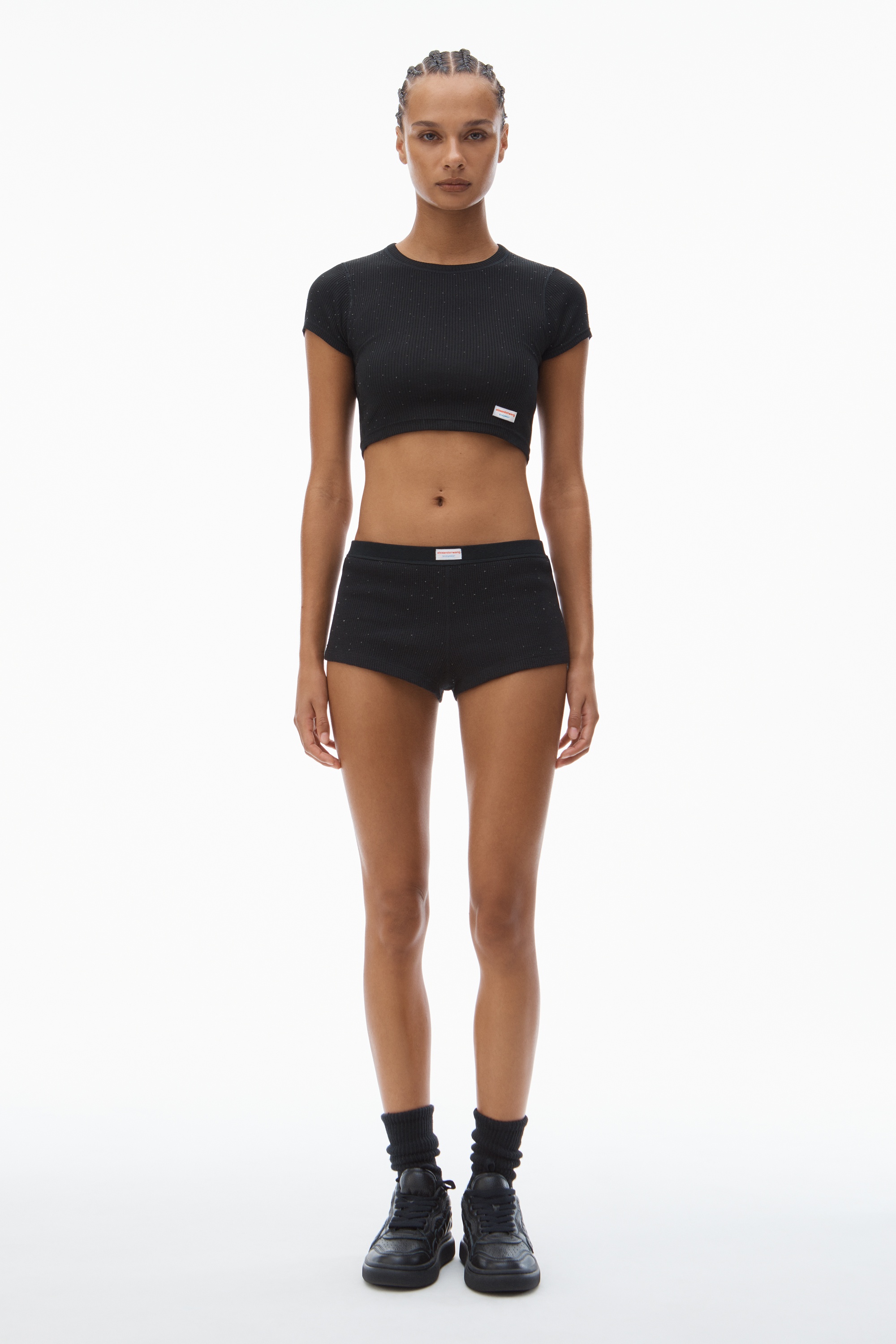Crystal Hotfix Short-Sleeve Cropped Tee - 5