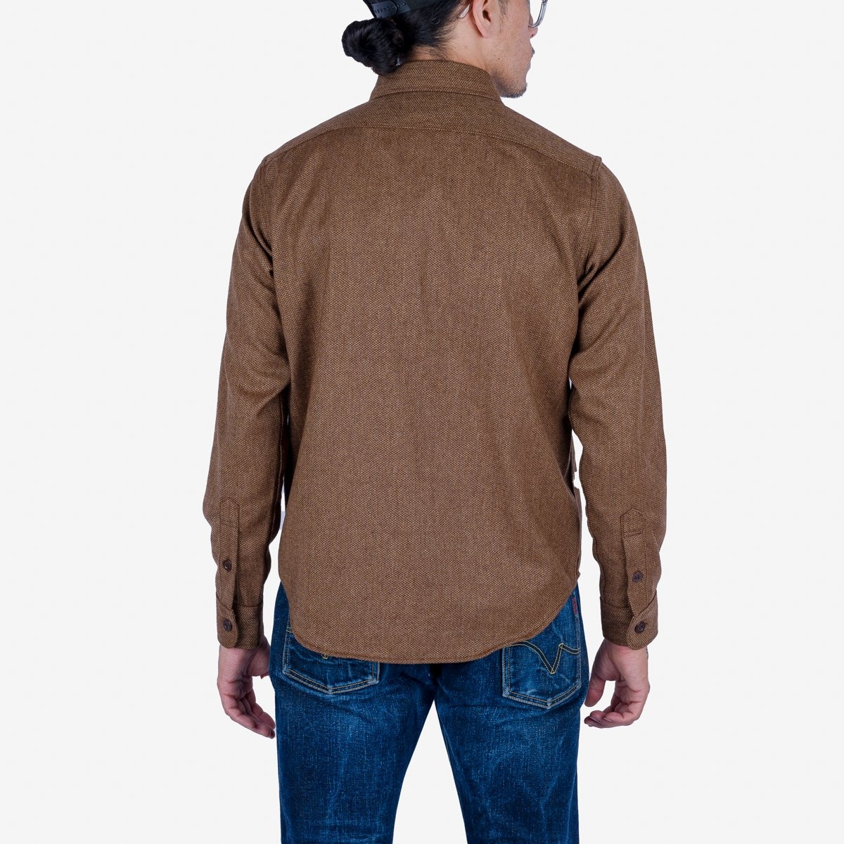 IHDR-434-CBR 14oz Fox Brothers®  Barleycorn Flannel CPO Shirt - Cigar Brown - 3