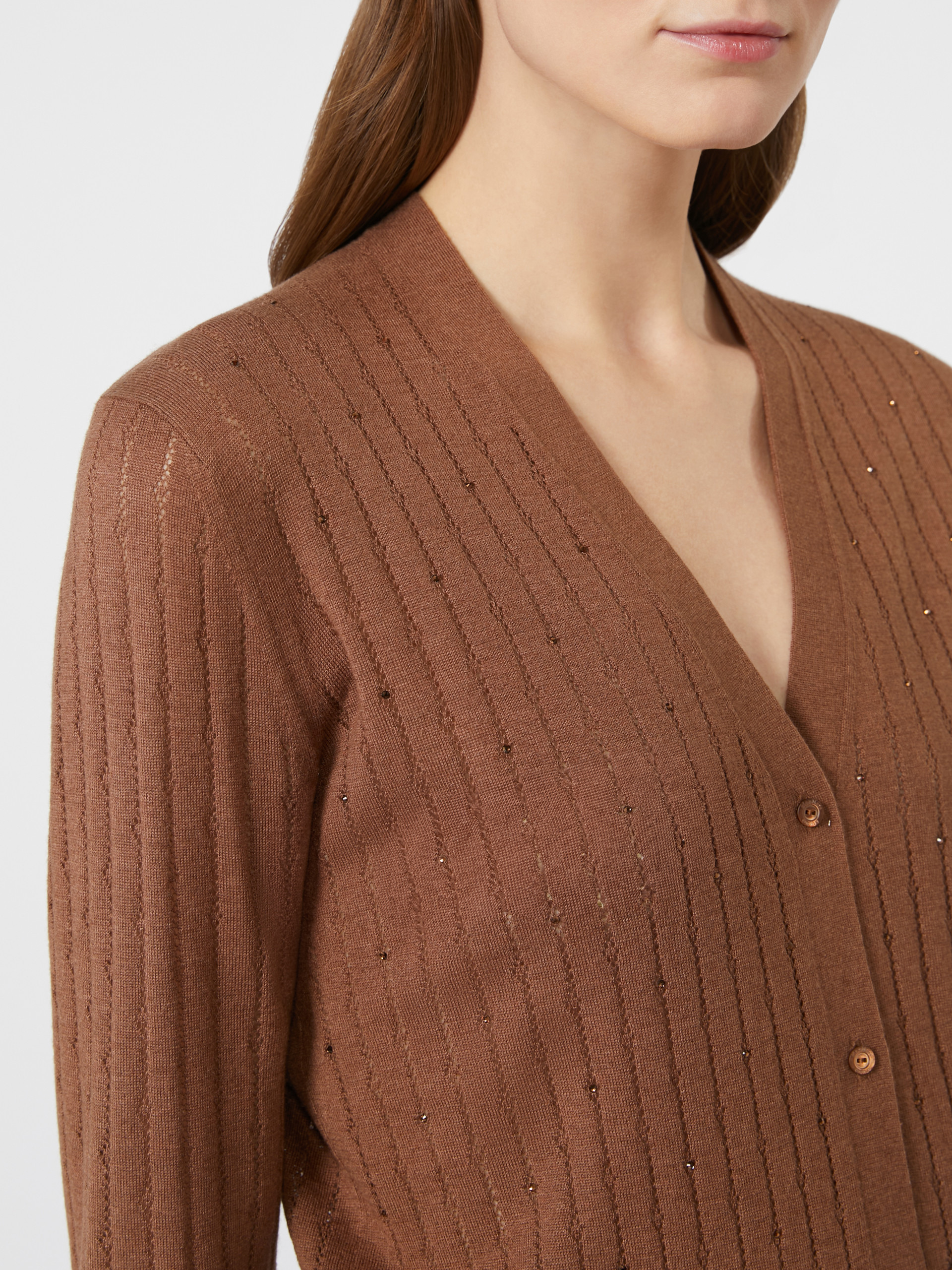 NOGARA Rhinestone-adorned wool and silk cardigan - 5