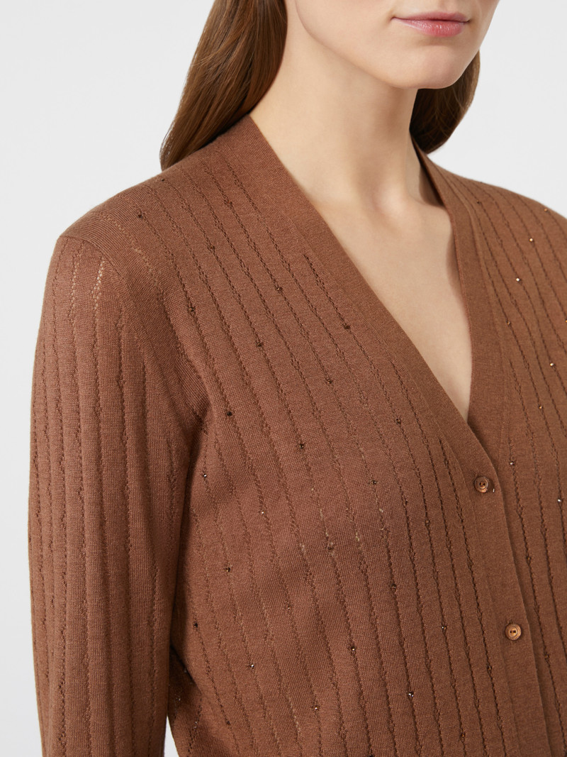 NOGARA Rhinestone-adorned wool and silk cardigan 5