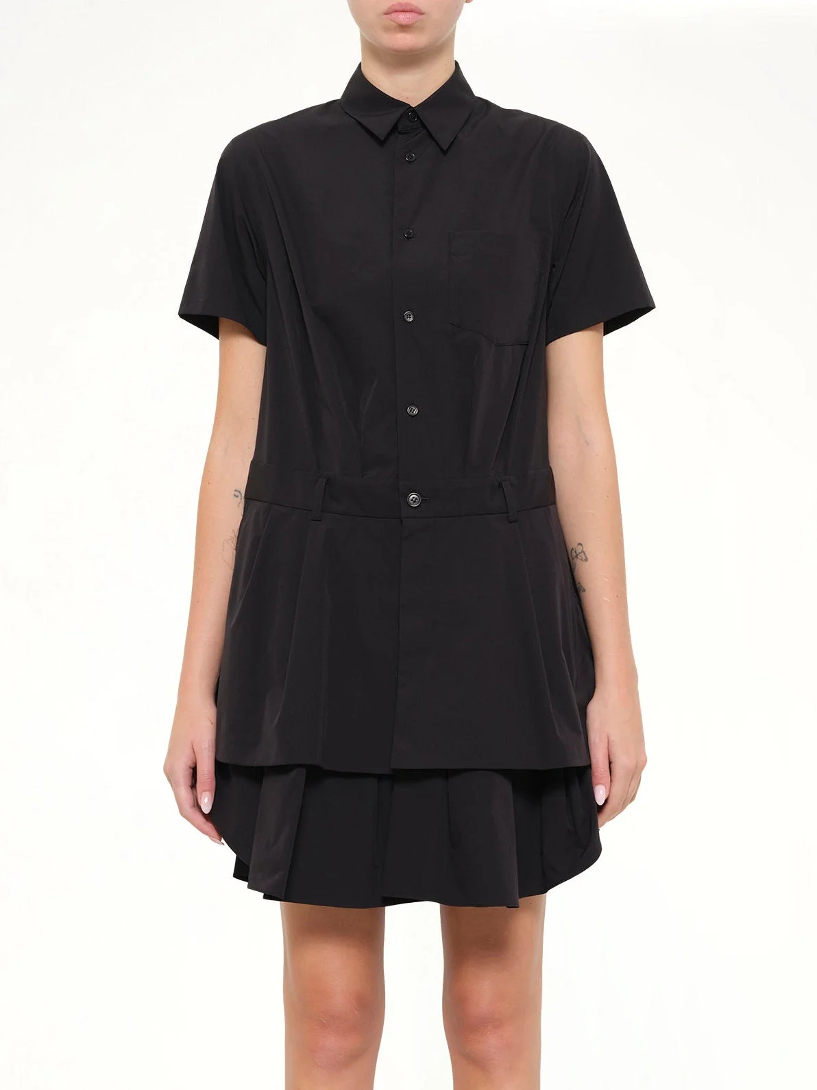 Short Sleeve Dress in Black - 1