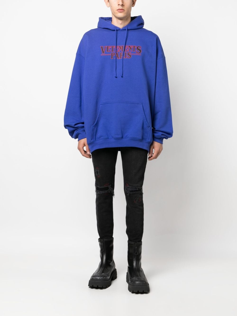 logo-print cotton hoodie - 3