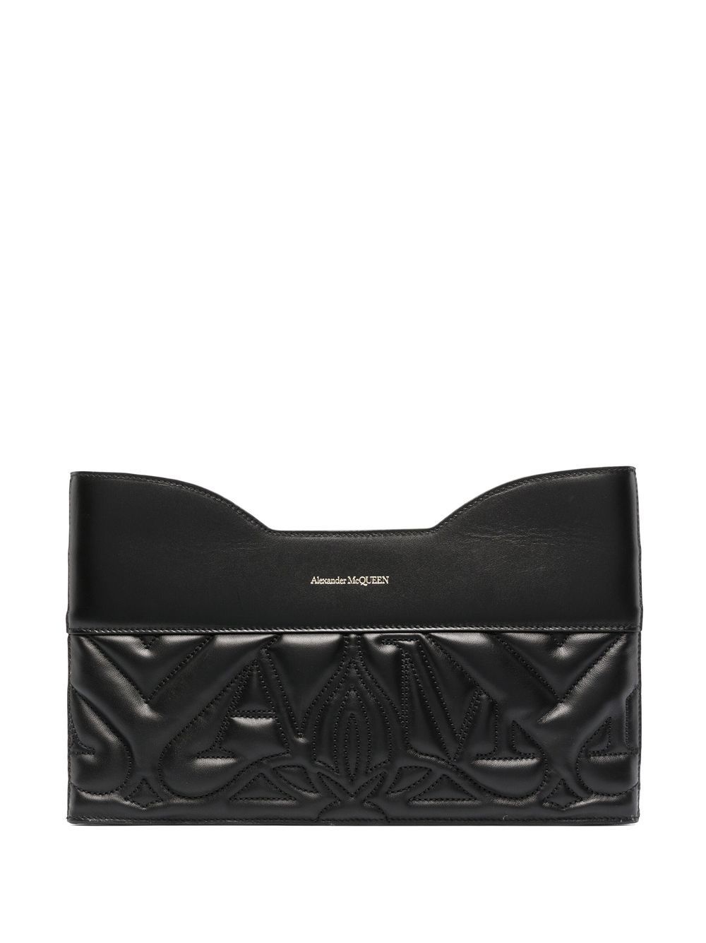 quilted leather clutch bag - 1