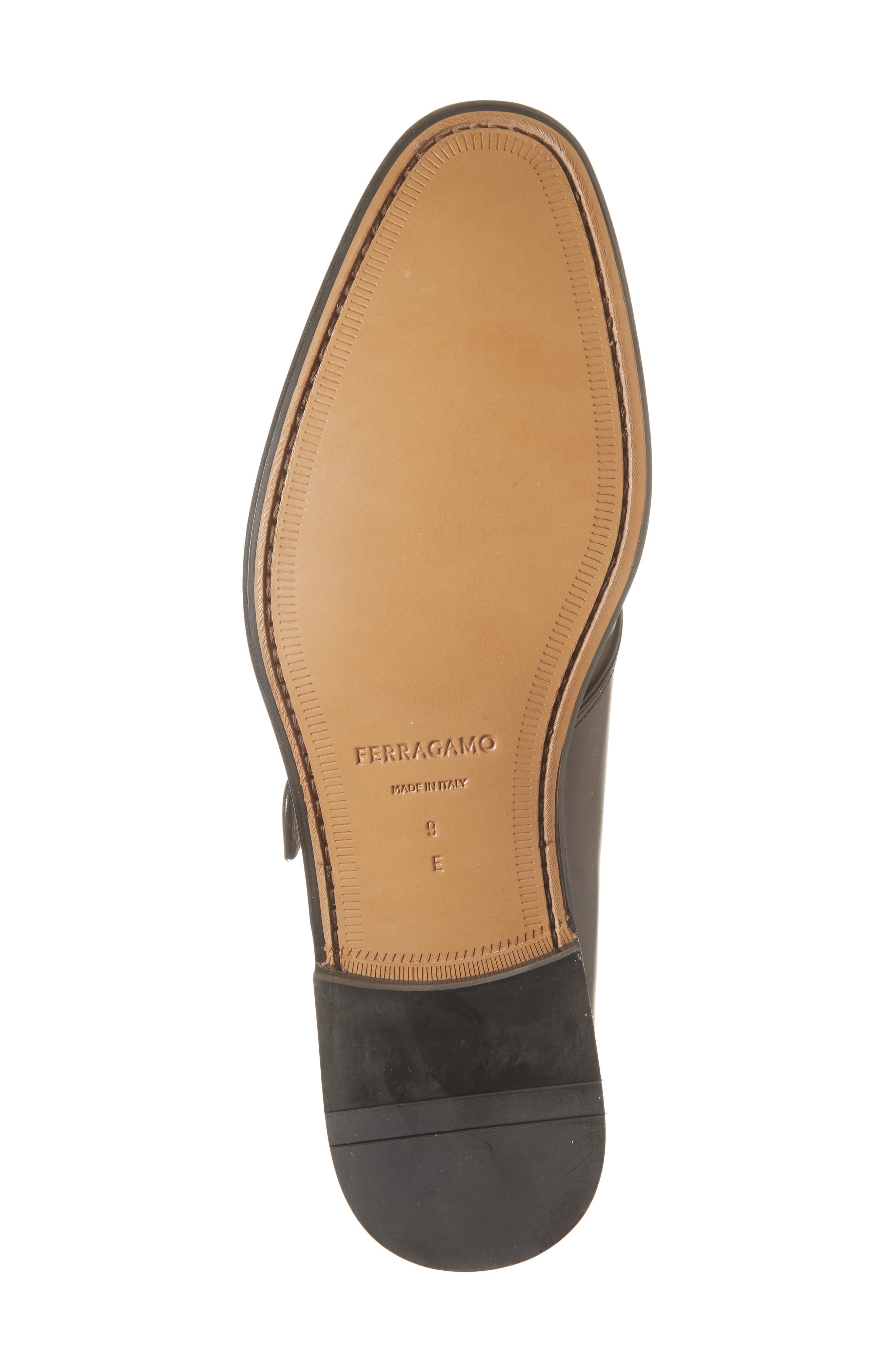 FERRAGAMO Argo Plain Toe Monk Shoe in Cordovan Nero New Biscotto at Nordstrom - 6