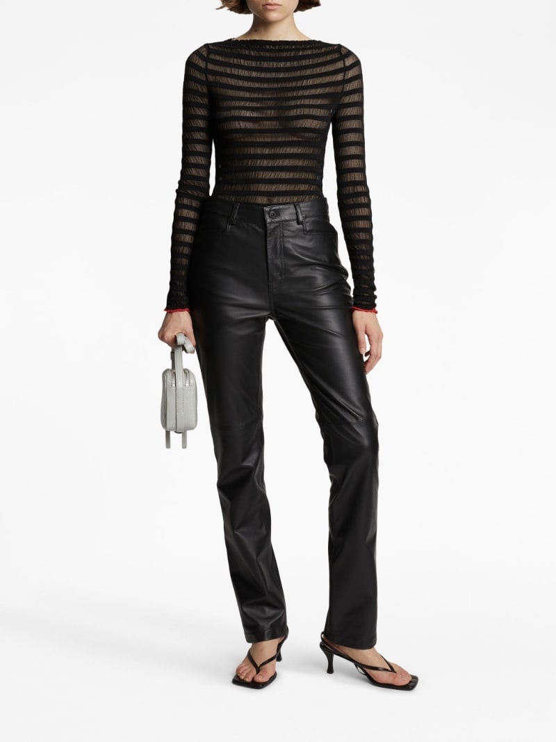 leather straight-leg trousers - 2