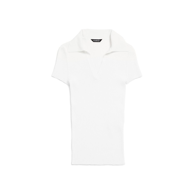 흰색 여자의 Fitted 폴로 탑 1