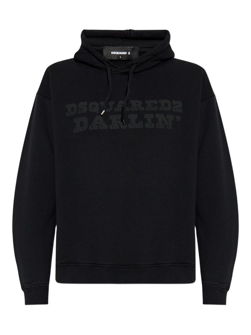 logo-print cotton hoodie 1