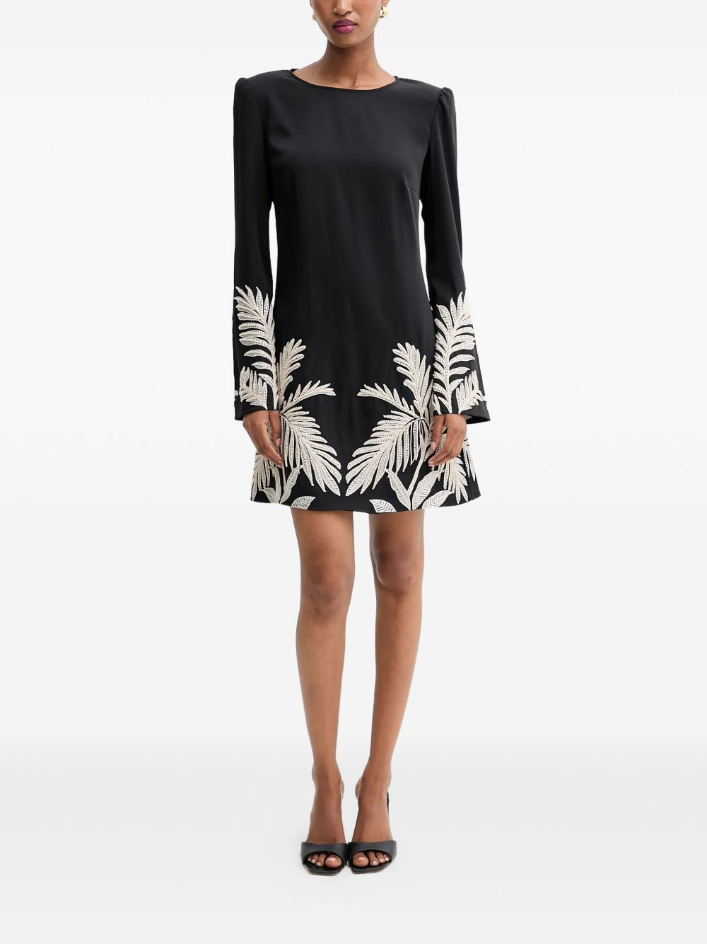 embellished leaf-print mini dress - 2