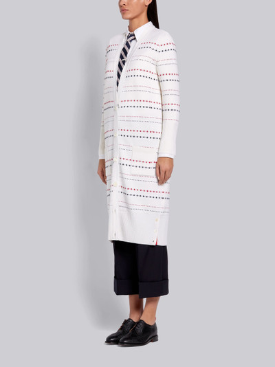 Thom Browne White Fine Merino Wool Tricolor Inlay Milano Stitch Long V-Neck Cardigan outlook