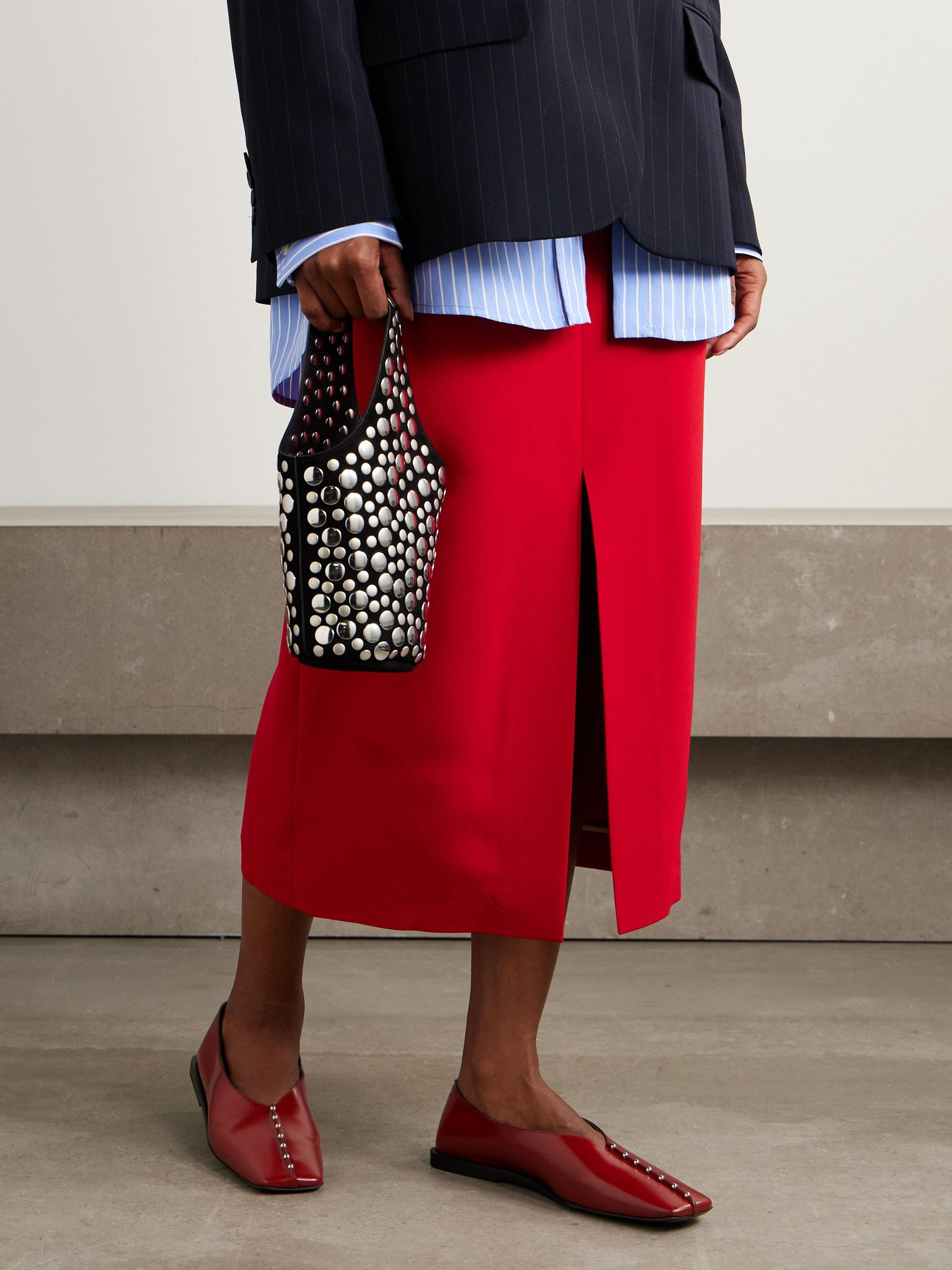 Studded leather ballet flats Red - 2