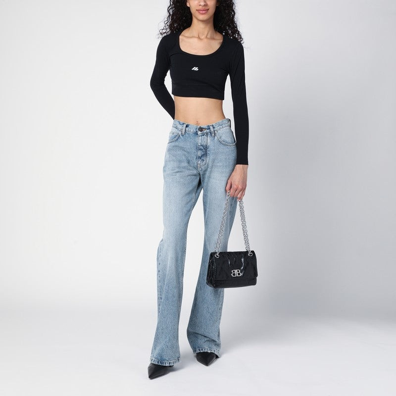 BALENCIAGA LIGHT BLUE JEANS WITH DISTRESSED HEM outlook