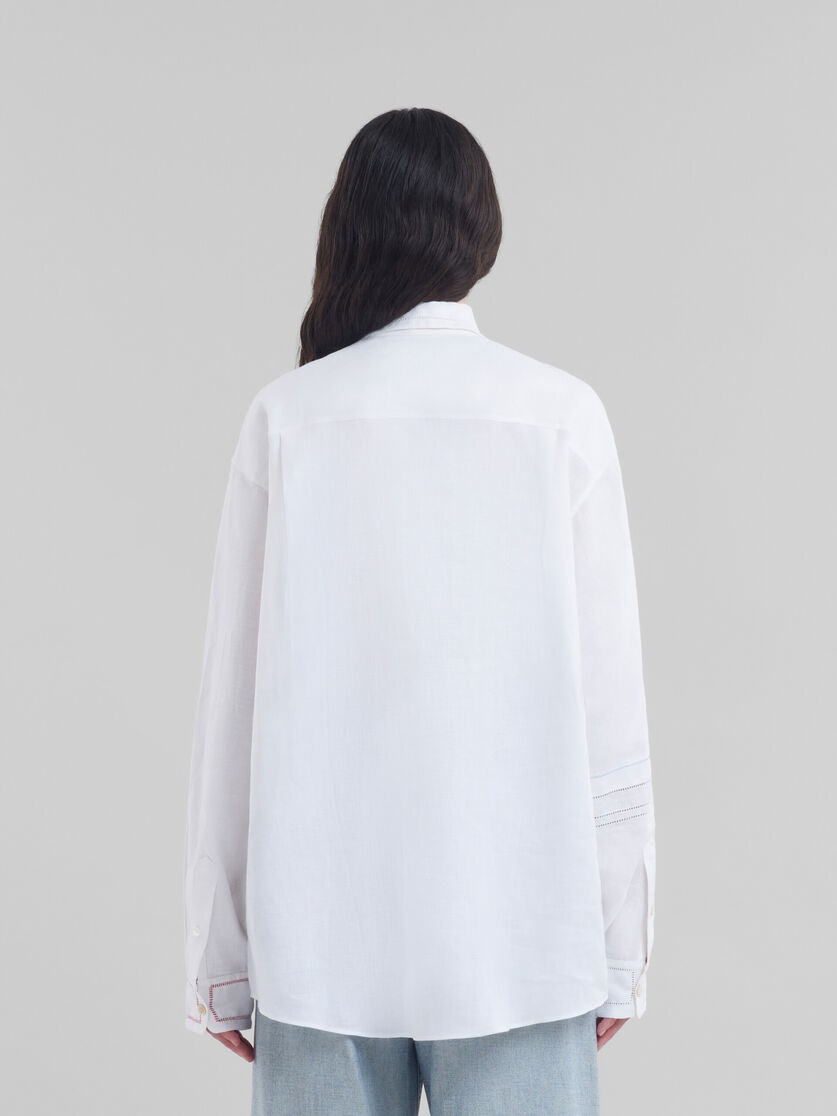 WHITE LINEN SHIRT WITH OPENWORK EMBROIDERY - 3