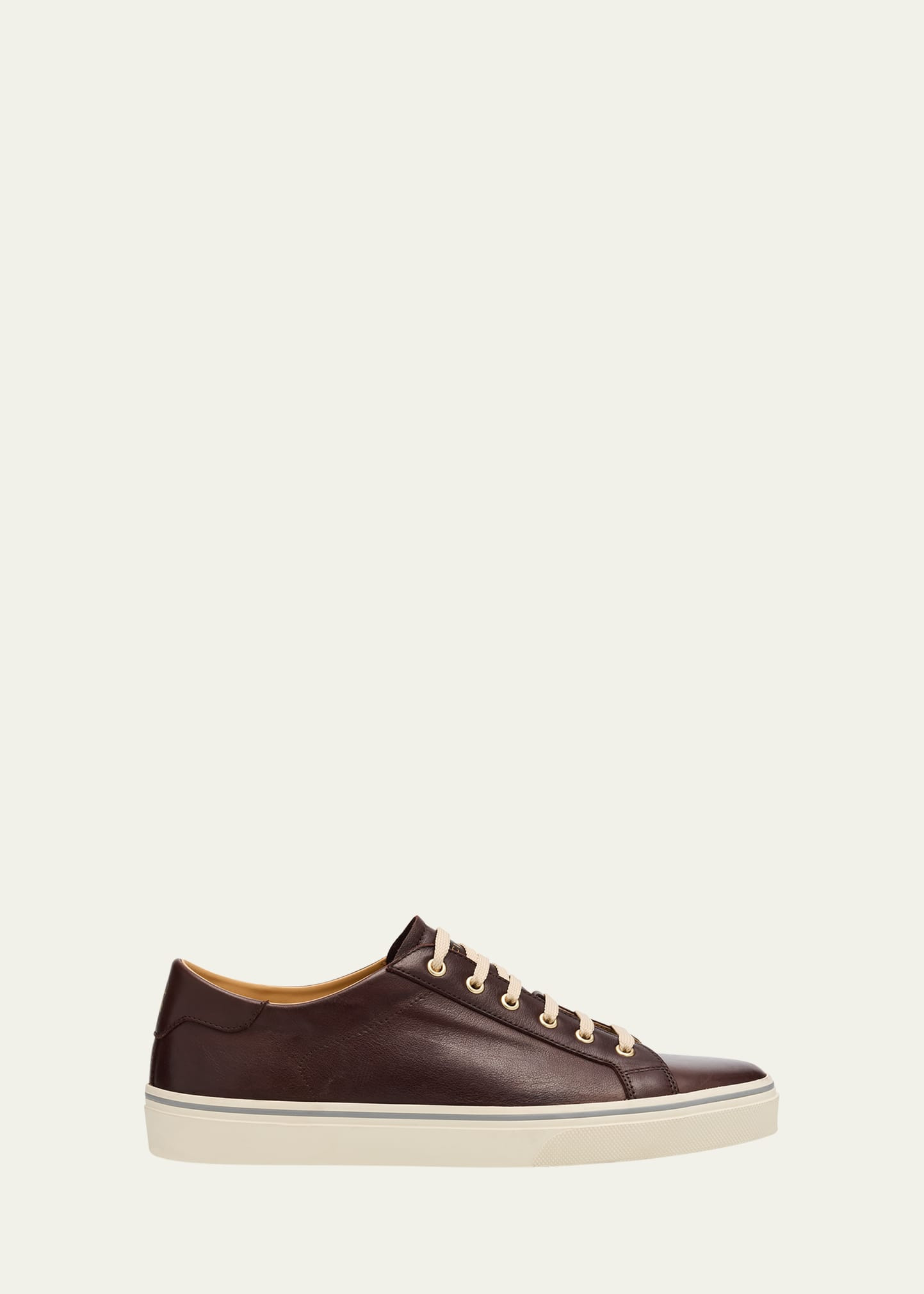 Men's Vulcanized-Sole Leather Low-Top Sneakers - 1