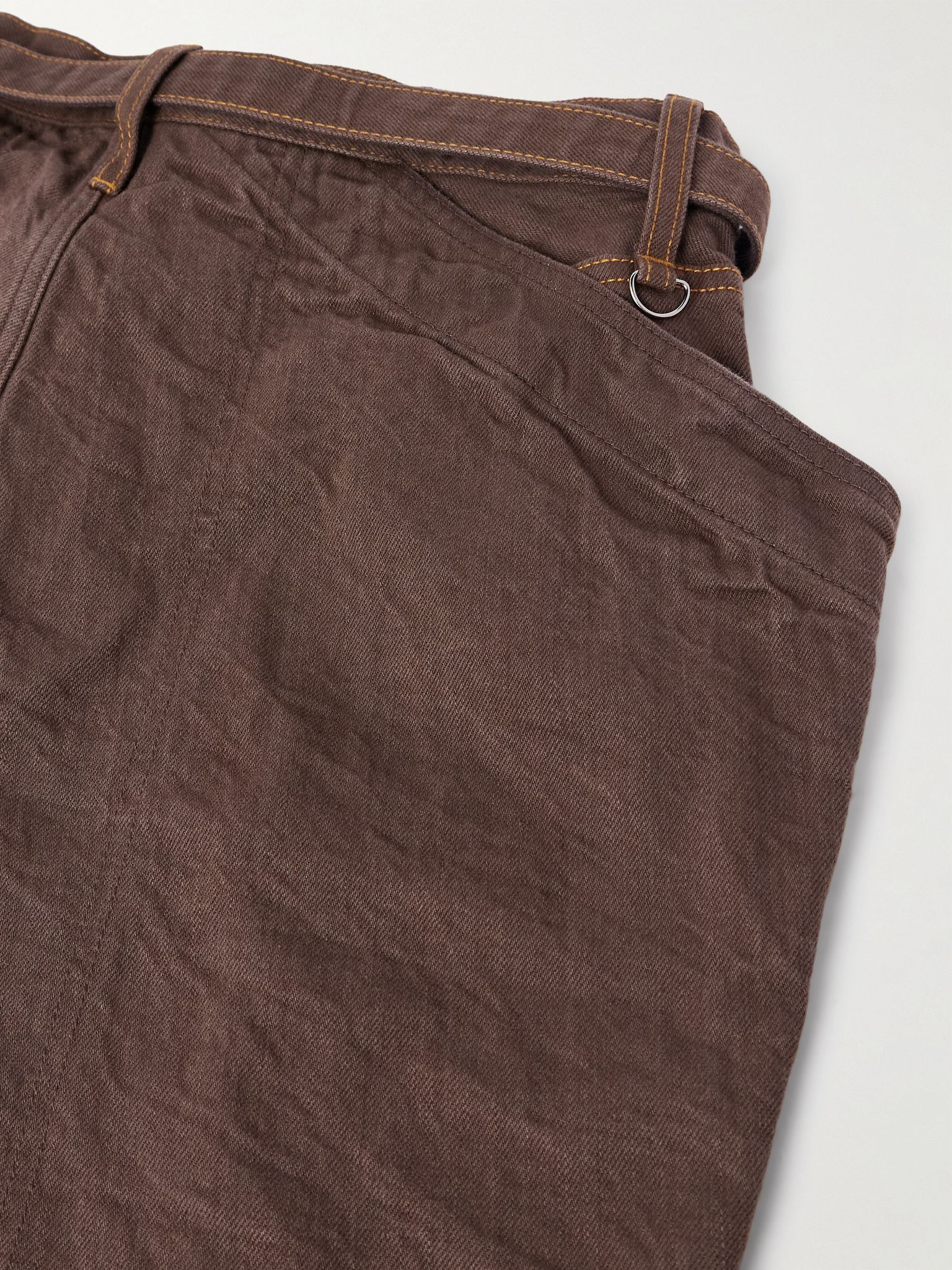 Belted Straight-Leg Jeans Brown - 5