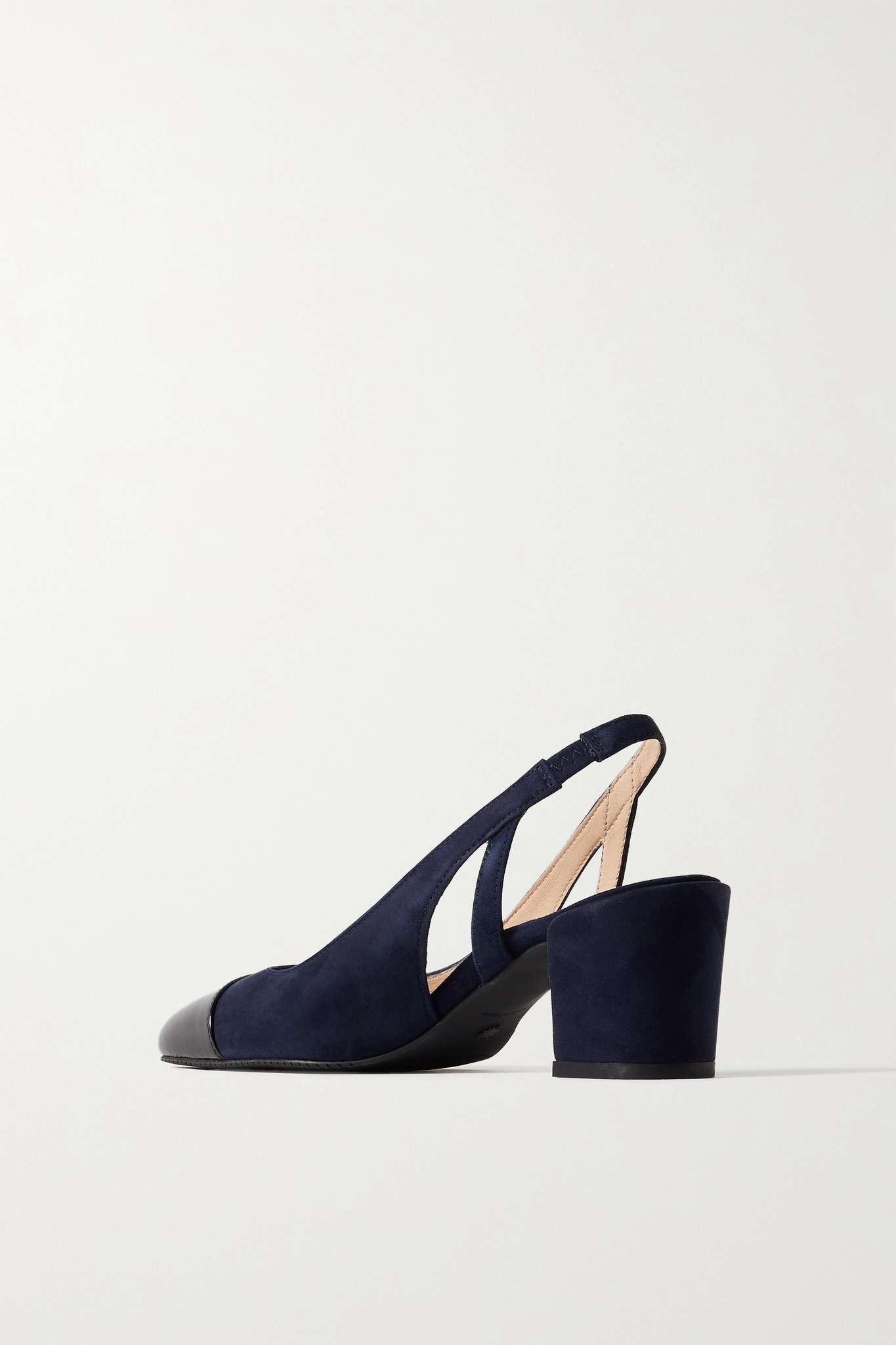 Stuart Weitzman Suede and patent-leather slingback pumps