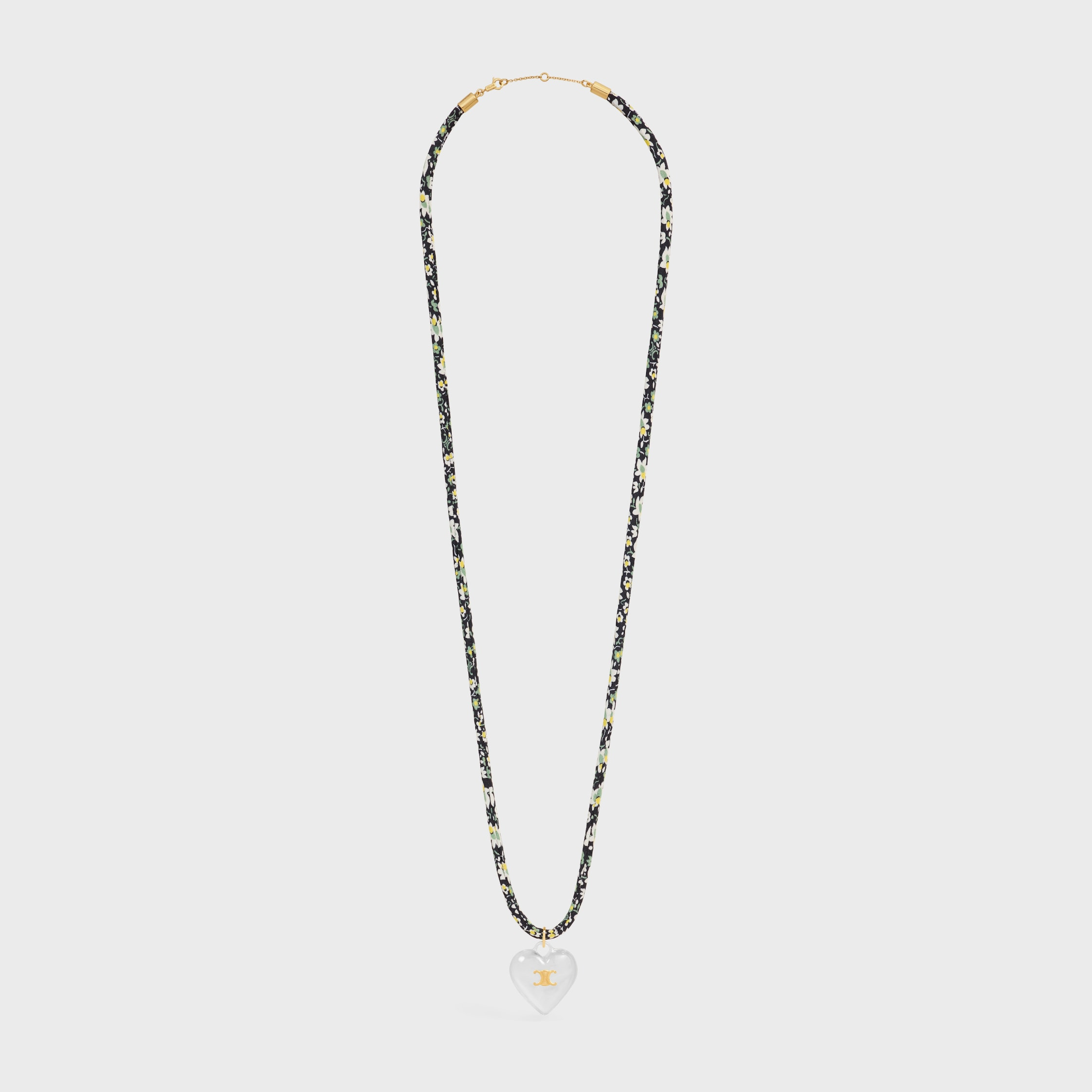 Celine Cœur Triomphe Necklace in Silk, Resin and Brass with Gold Finish - 4