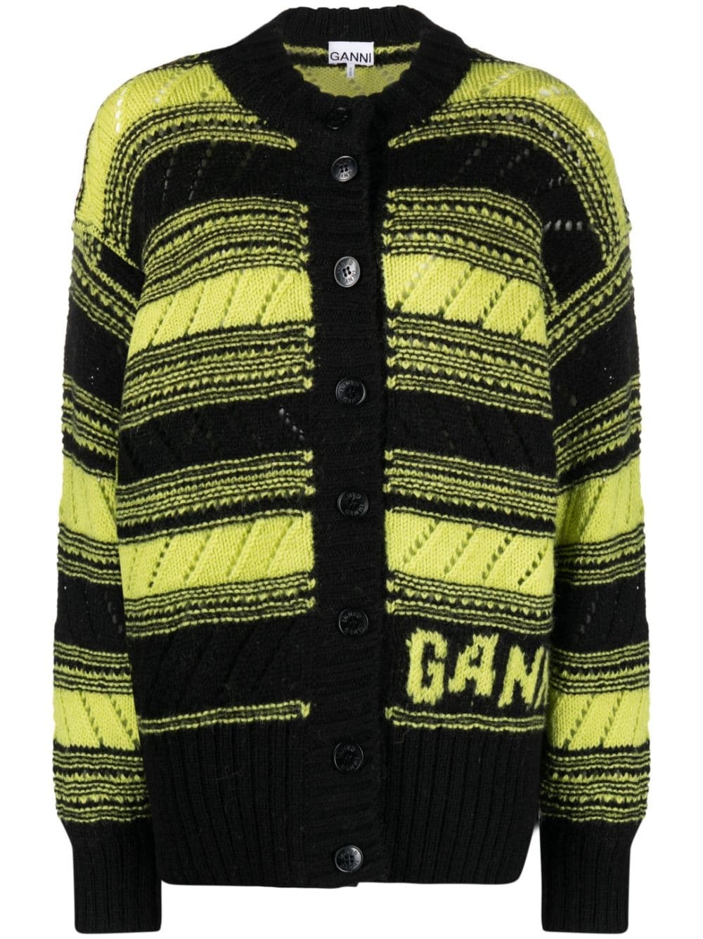 stripe-pattern knitted cardigan - 1