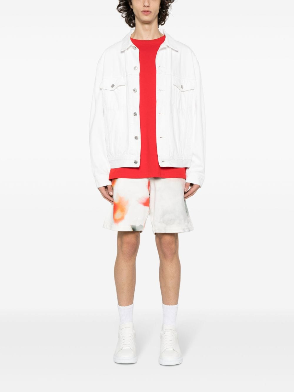 Alexander Mcqueen Men Obscure Flower Cotton Shorts - 4