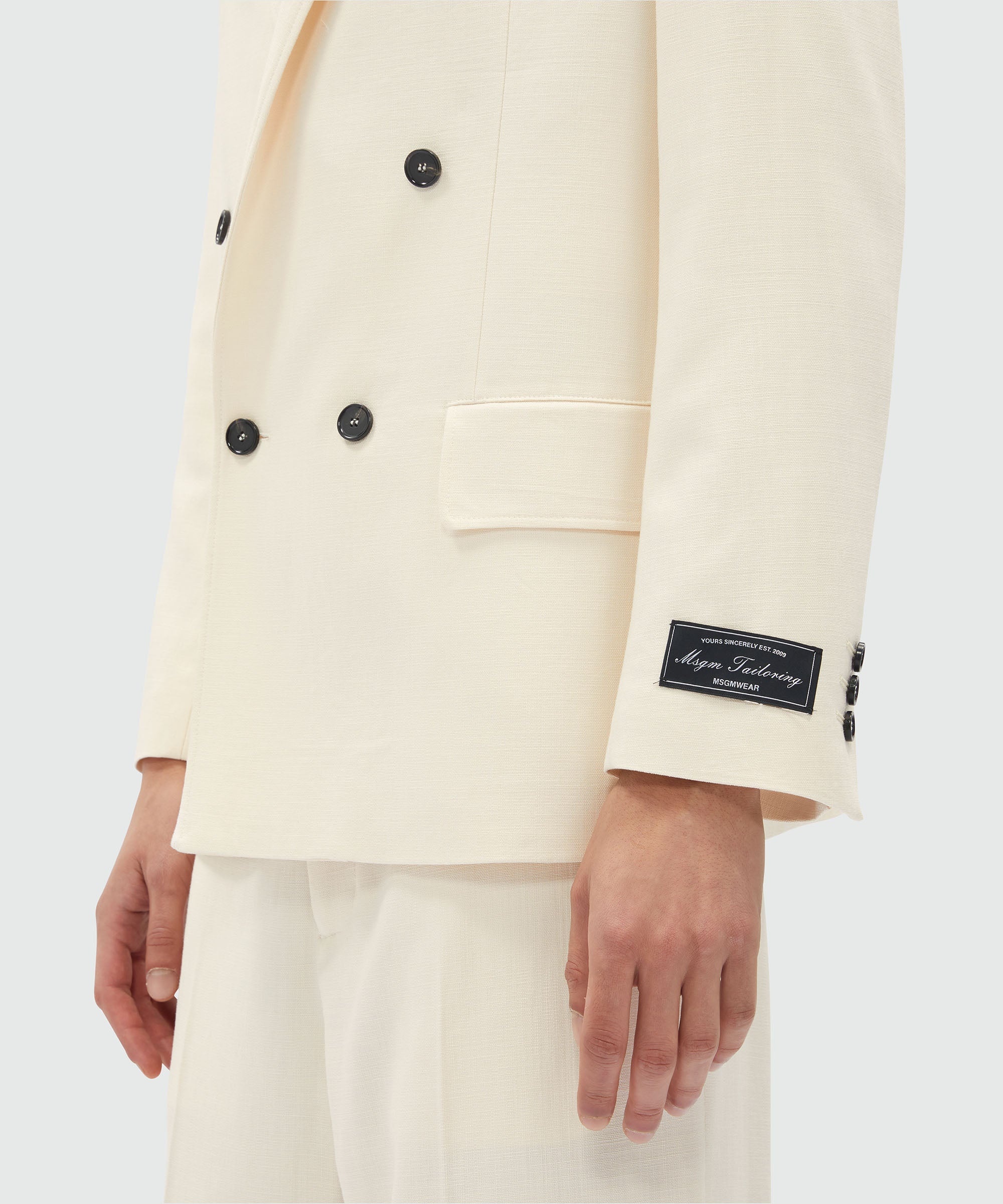 MSGM Tailoring ivory flamed canvas double-breasted blazer - 5