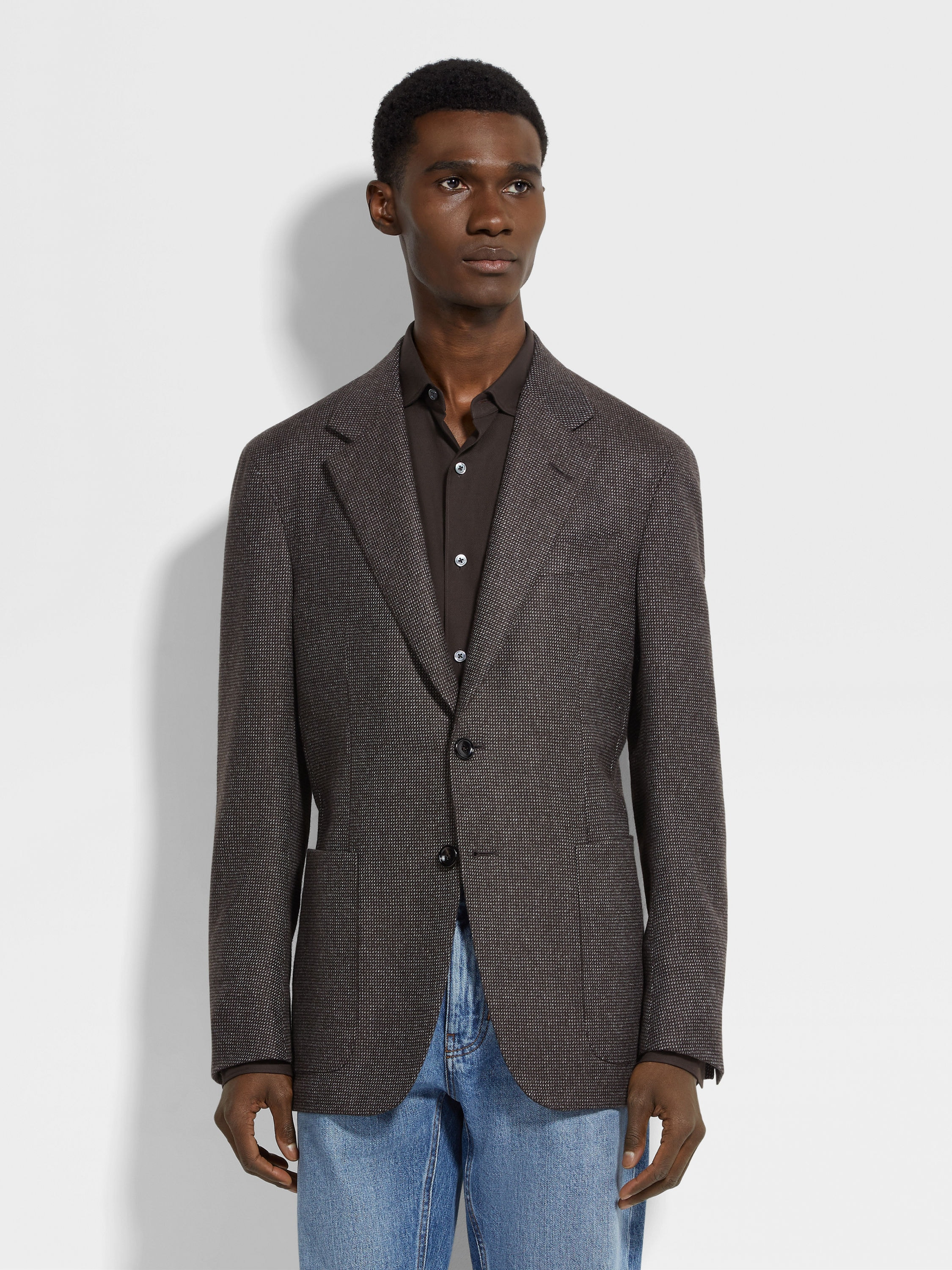 BROWN AND GREY OASI CASHMERE JACKET - 4