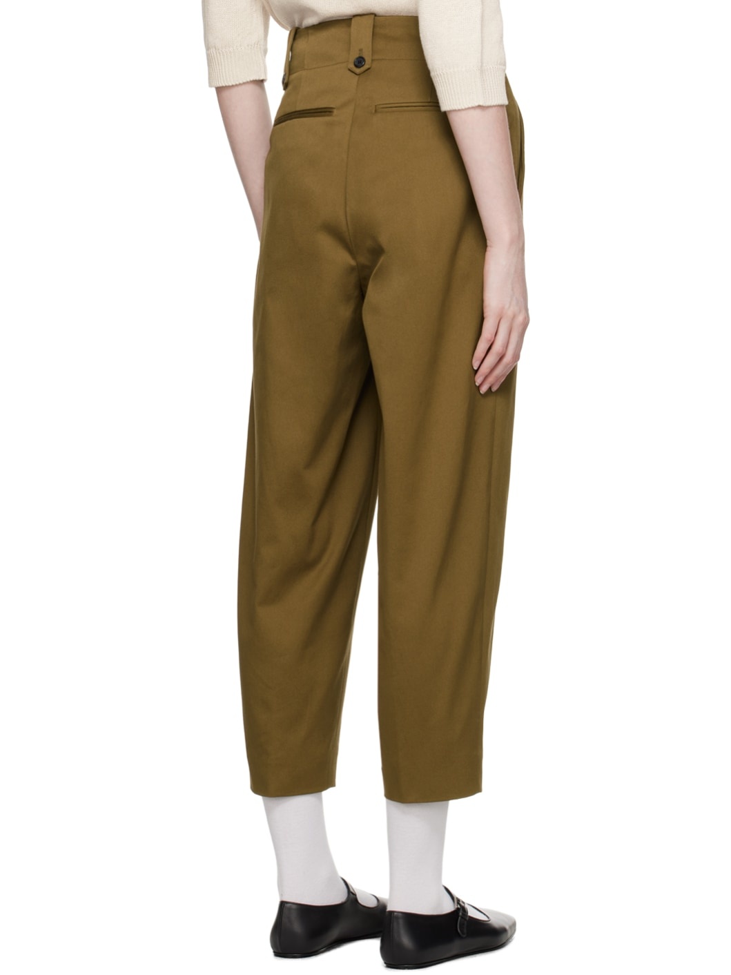 Khaki Cropped Trousers - 3