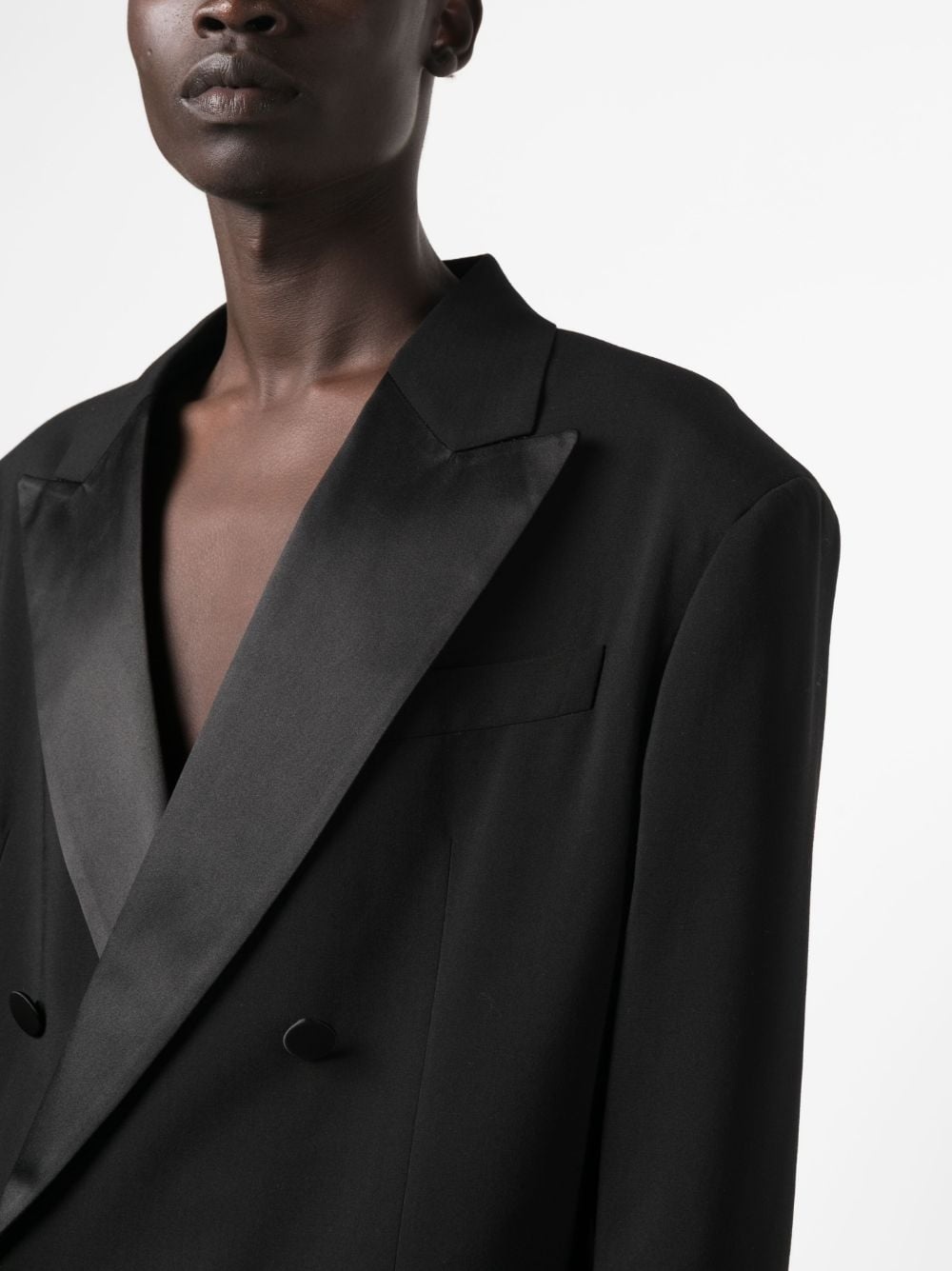 double-breasted silk-lapels blazer - 5