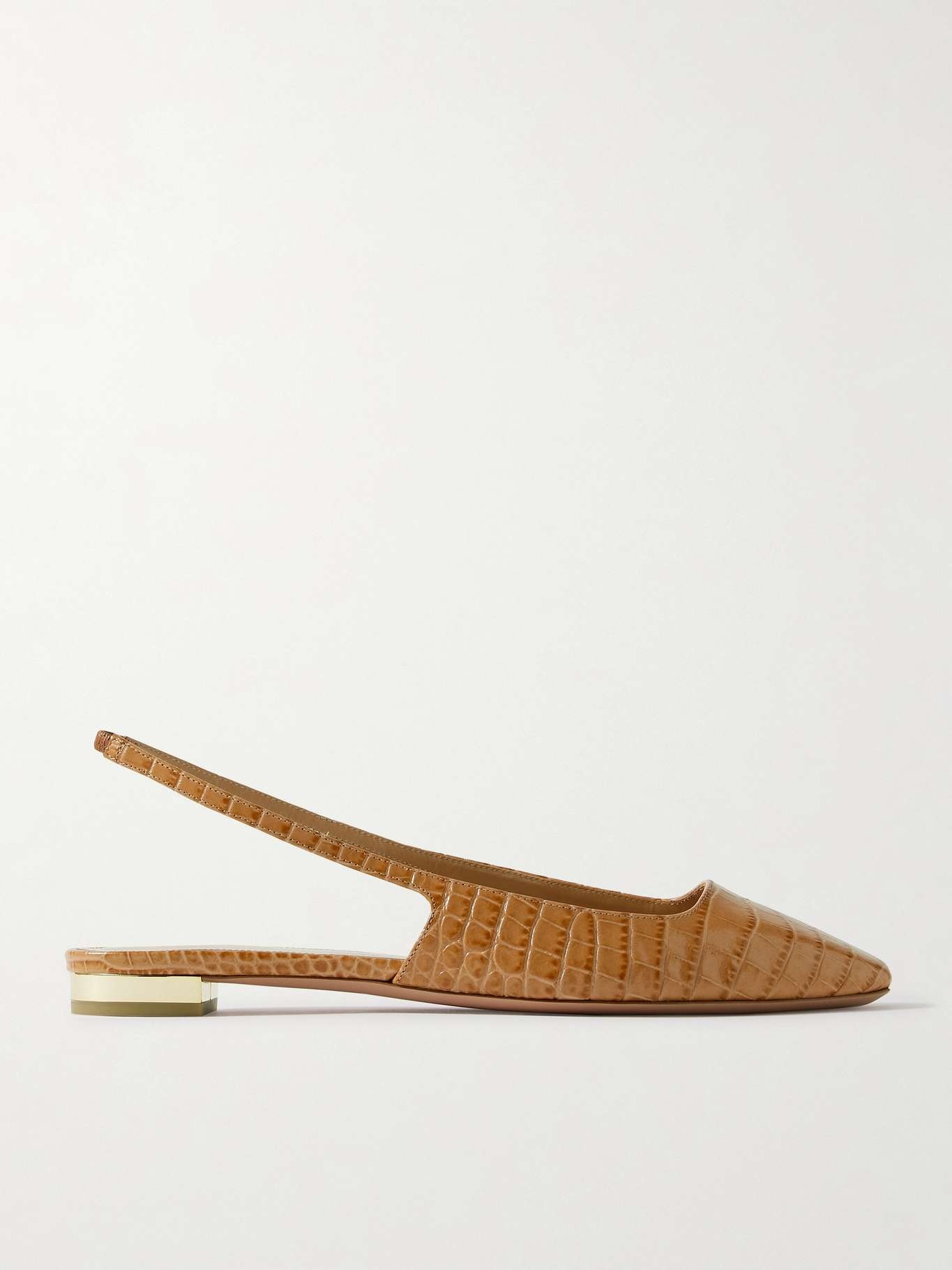 + Alex Rivière croc-effect leather slingback flats - 1