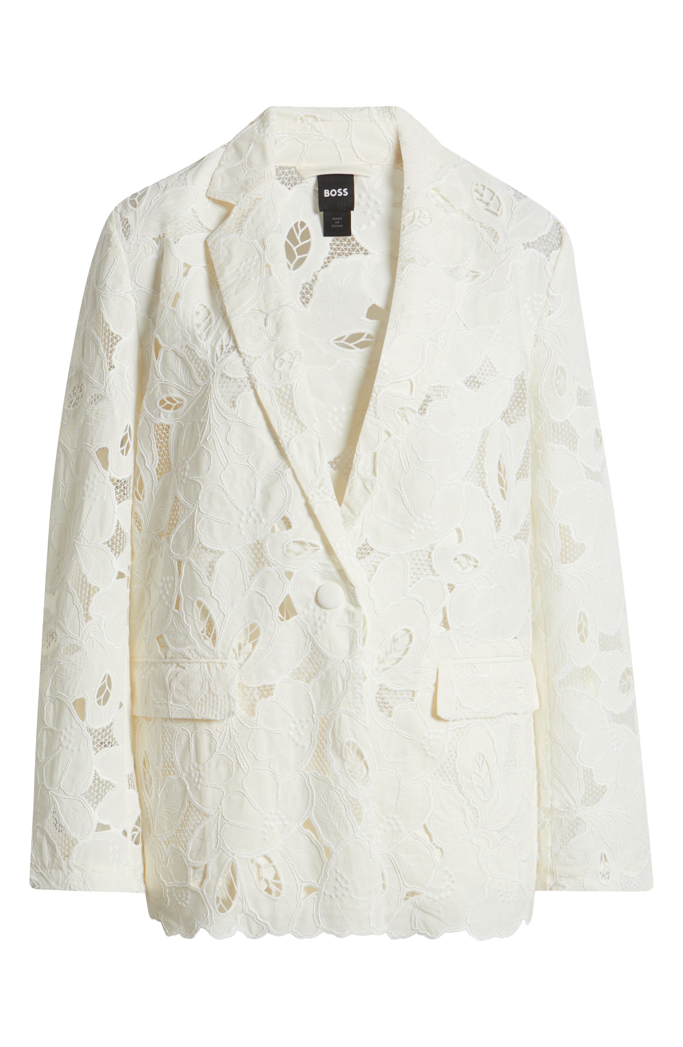 BOSS Jonara Lace Blazer in White Broderie Anglaise at Nordstrom - 6