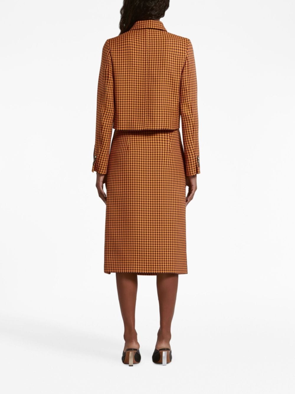 check-pattern high-waist skirt - 3