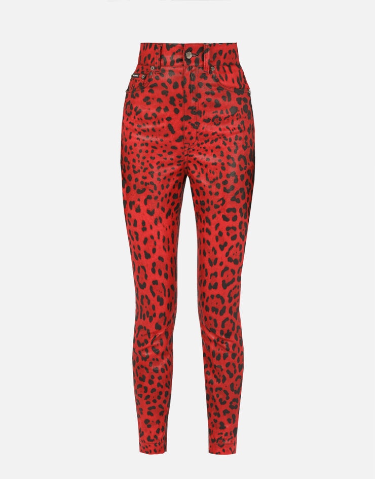 Leopard-print drill jeans - 3