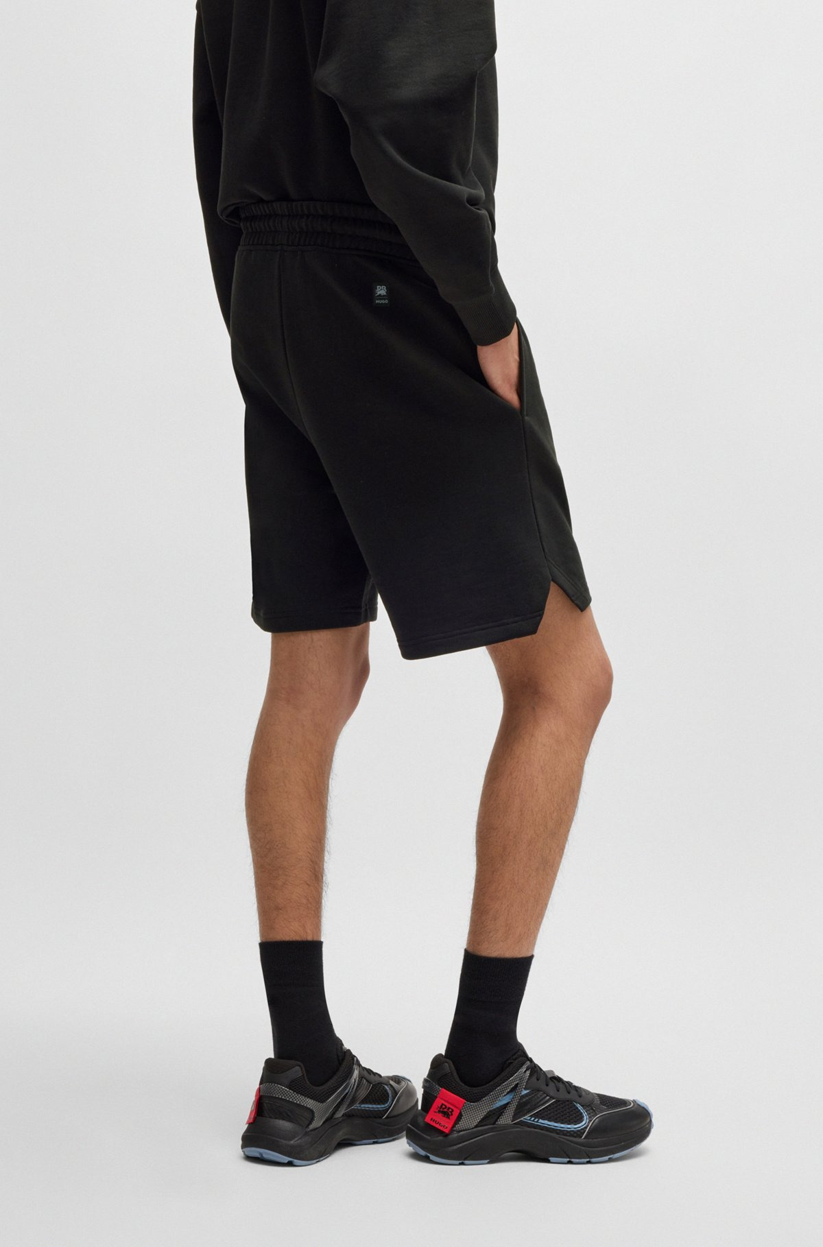 HUGO X RB COTTON-TERRY SHORTS WITH CARBON STEALTH LOGO - 5