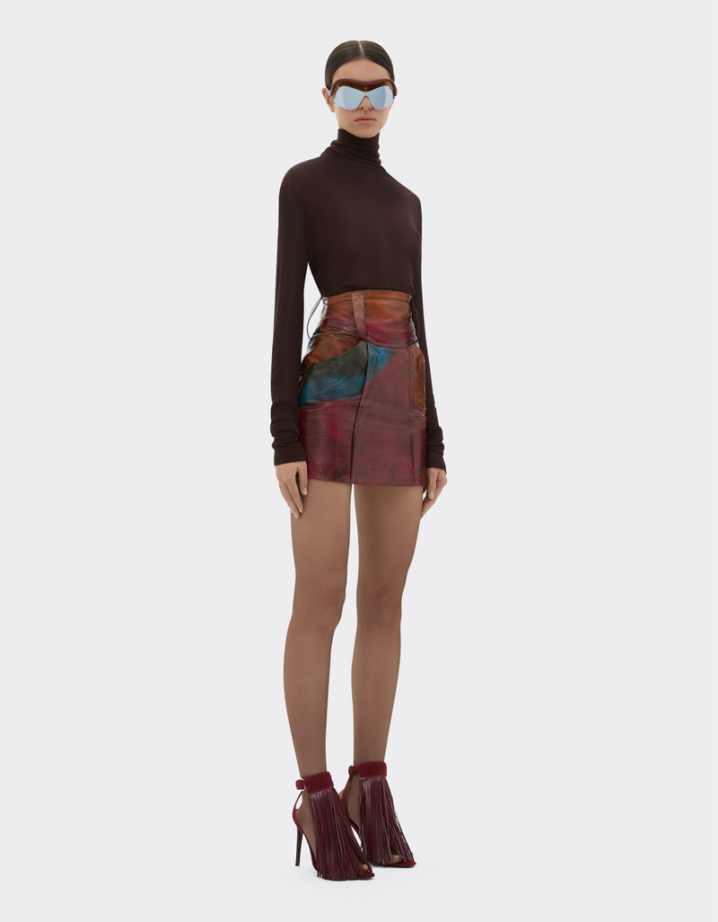 Misted leather mini skirt 3