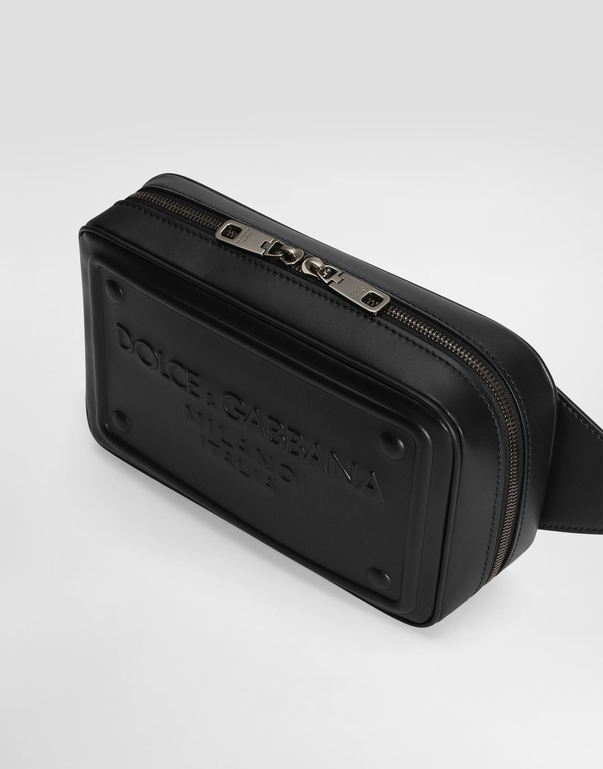 Calfskin belt bag with raised logo - 5