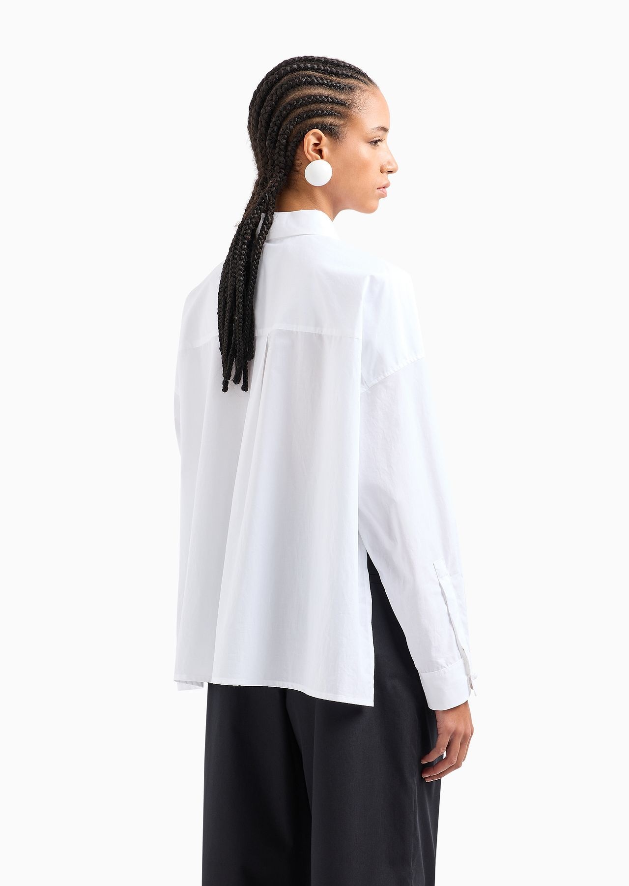 Poplin shirt with asymmetric hem and patch pocket - 3