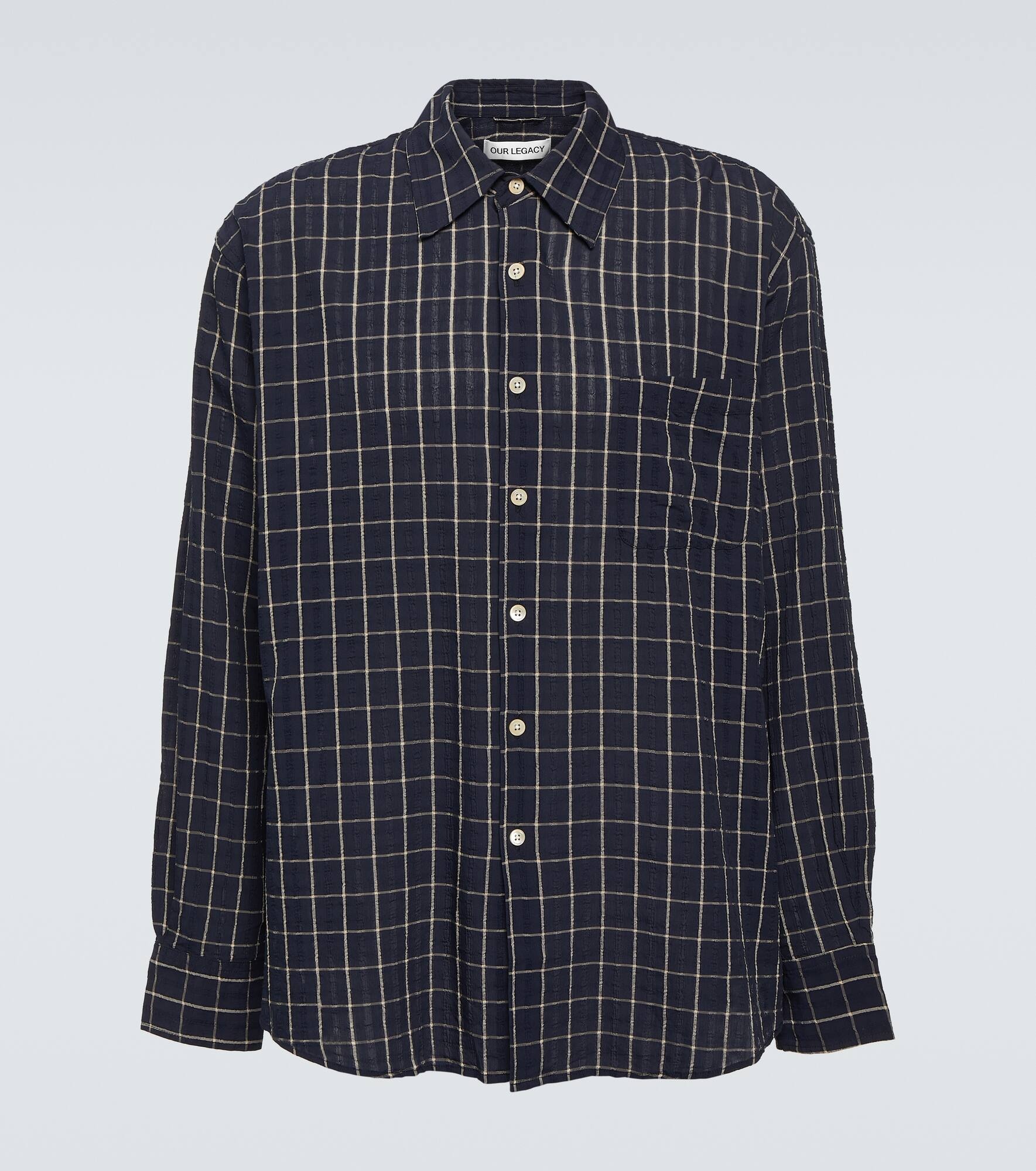 Above checked cotton-blend shirt - 1