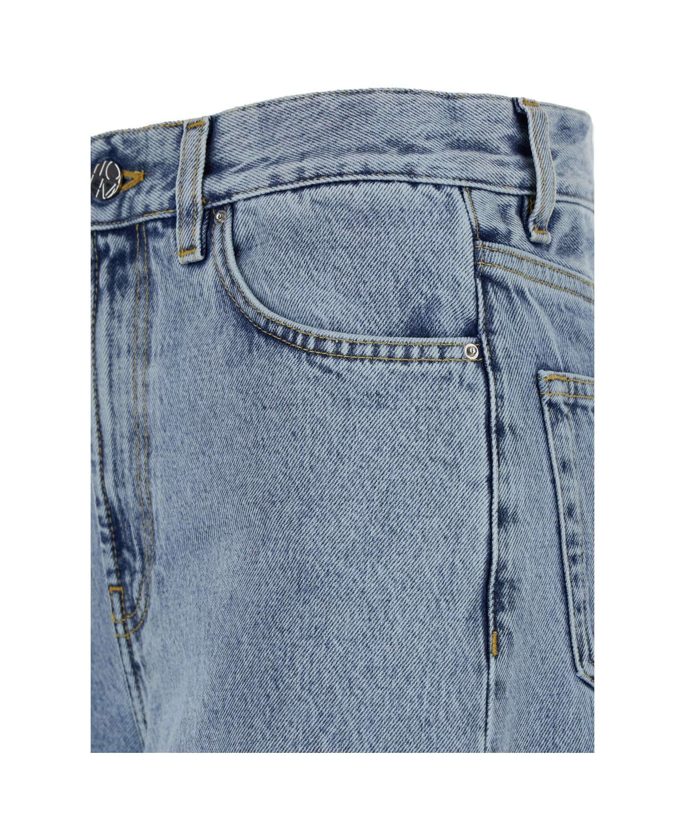 【送料&関税込】TotAme Light Blue Wide Jeans With Logo Patc Totême Light Blue Wide Jeans With Logo Patch In Denim Woman
