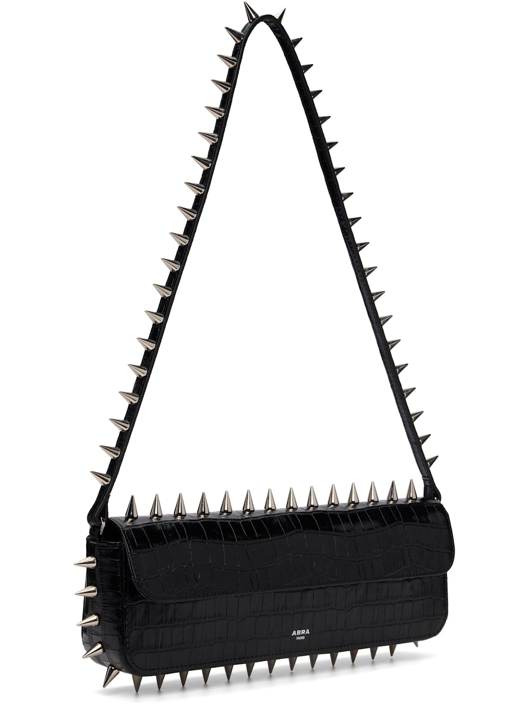 Black Spike Baguette Bag - 2