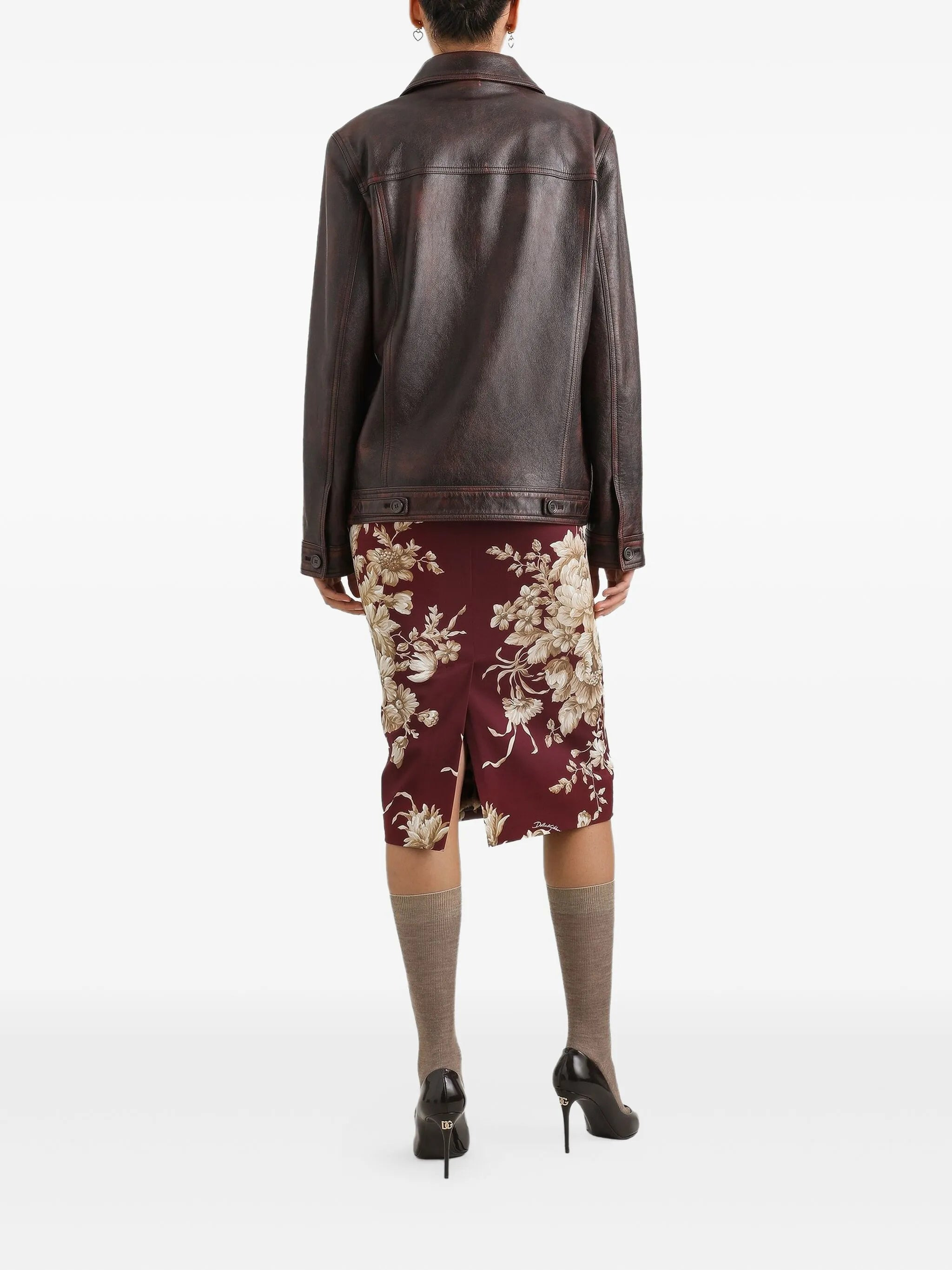 Dolce & Gabbana Floral-print Long-sleeve Midi Dress - 3