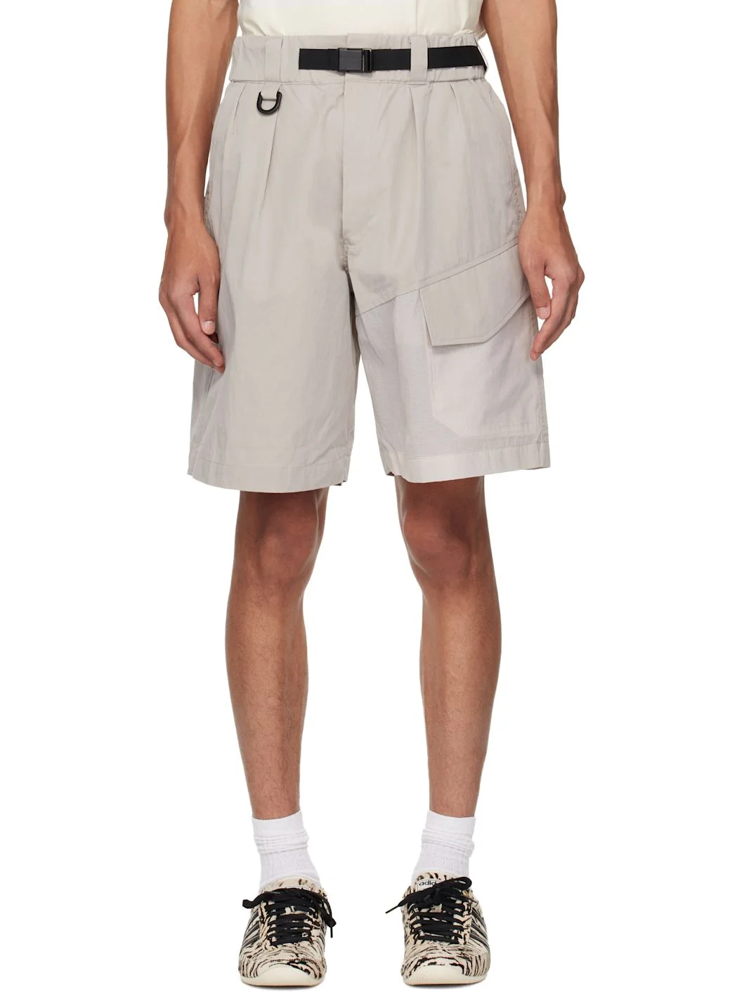 Beige UT Wideleg Cargo Shorts - 1