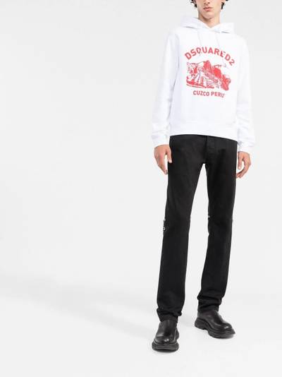 DSQUARED2 logo-print cotton hoodie outlook