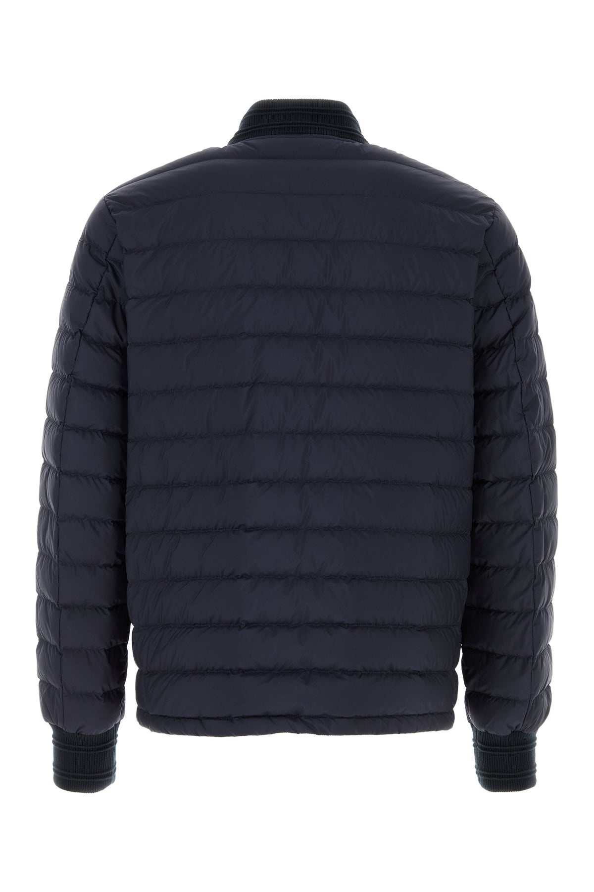Navy blue nylon down jacket - 2