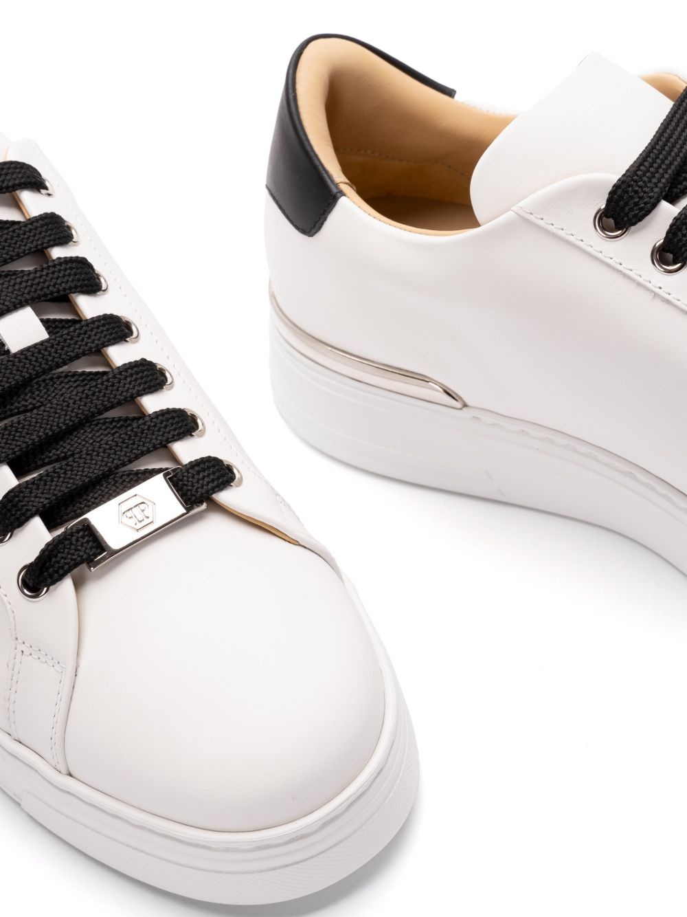 embossed leather trainers - 2