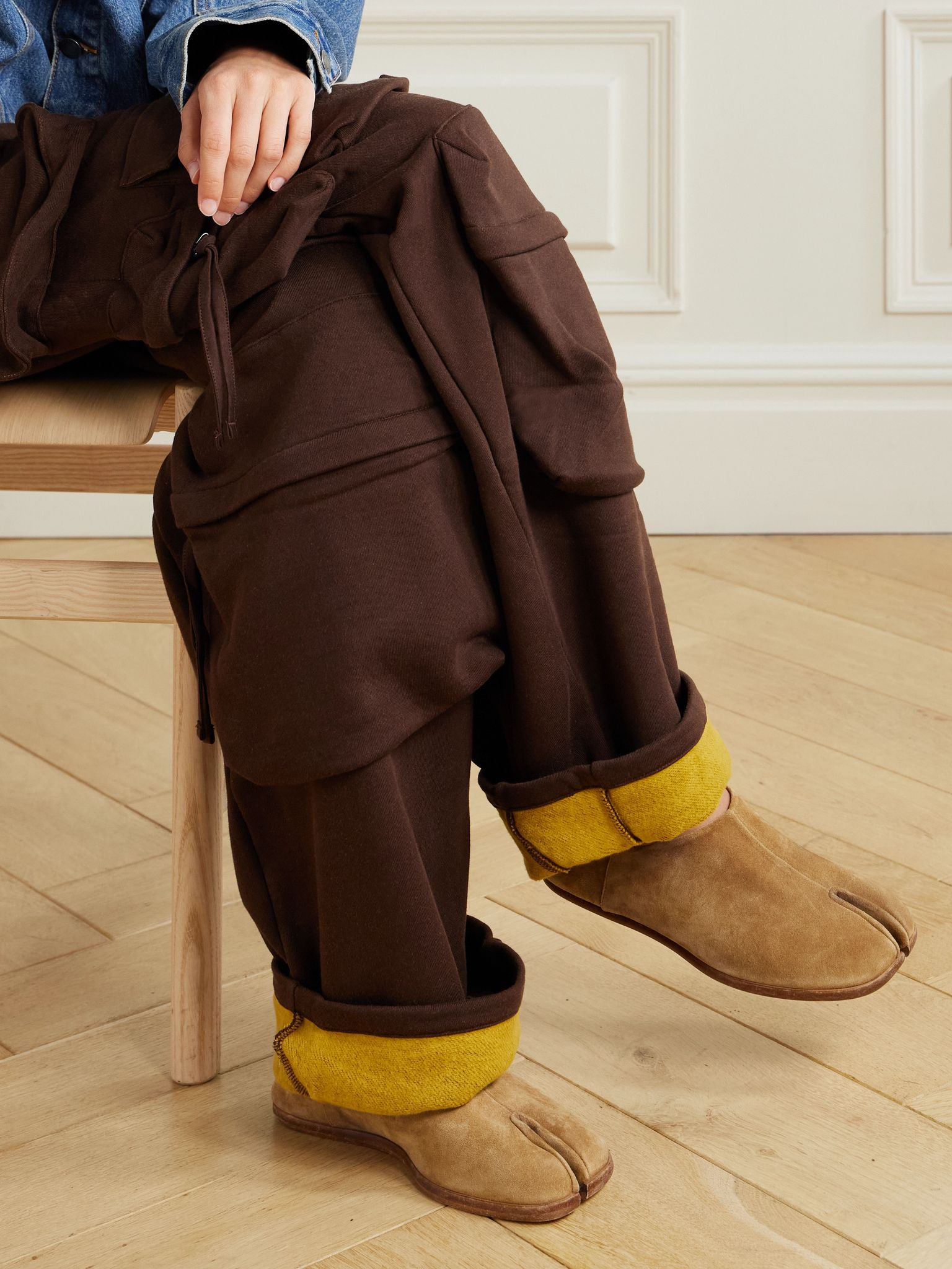 Tabi split-toe suede collapsible-heel loafers Camel - 2