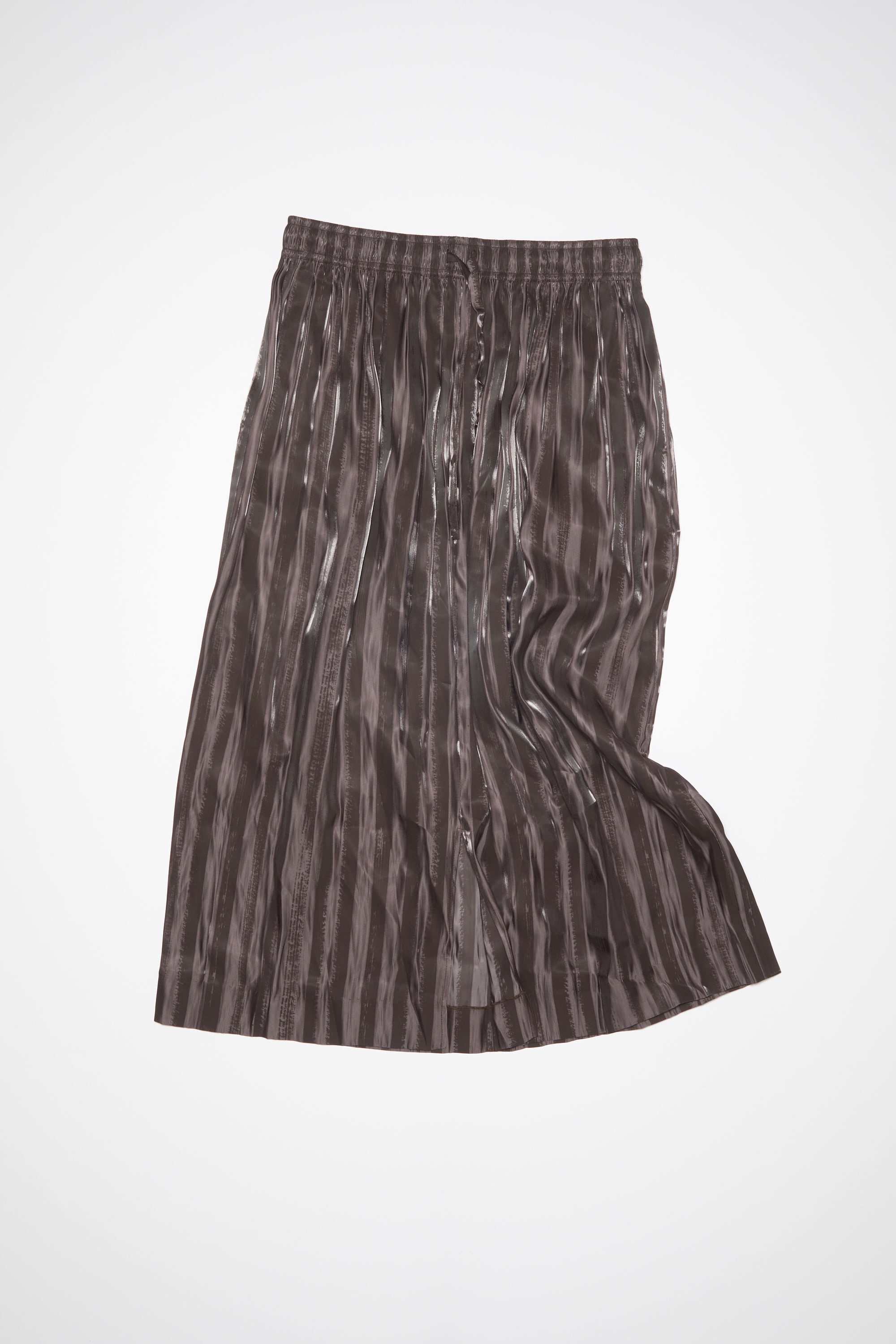 Satin stripe skirt - Chestnut brown - 1