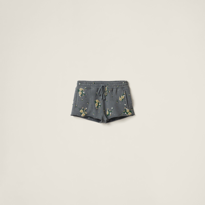 Garment-dyed cotton fleece shorts with embroidered logo 1