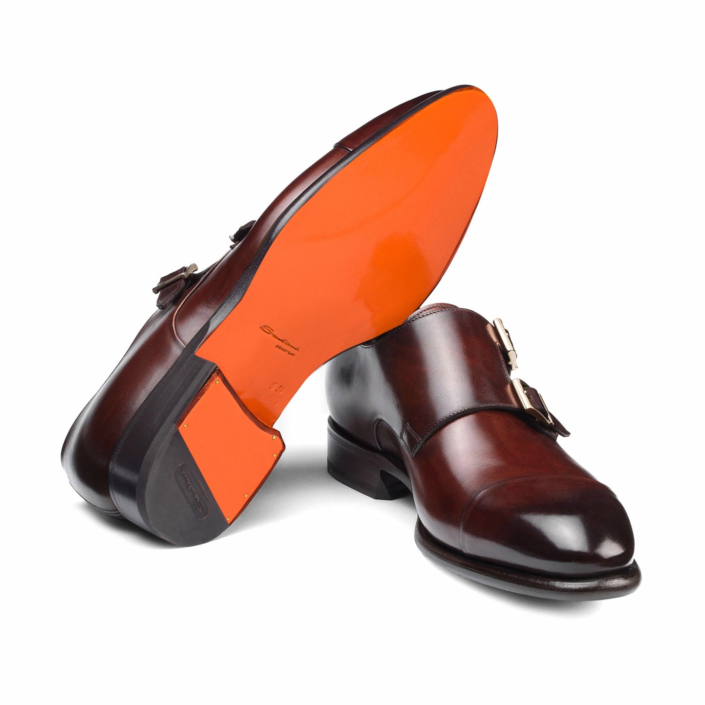 Men's red leather double-buckle shoe - 3