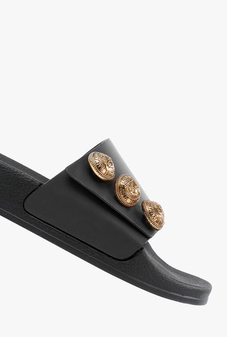 Black calfskin Symi flat sandals - 4
