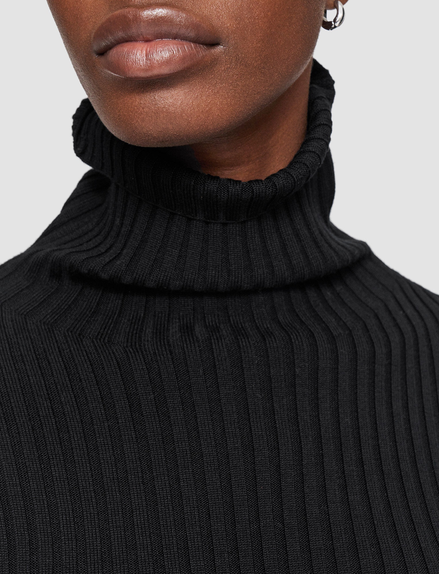 Merino Silk Rib High Neck Jumper - 5