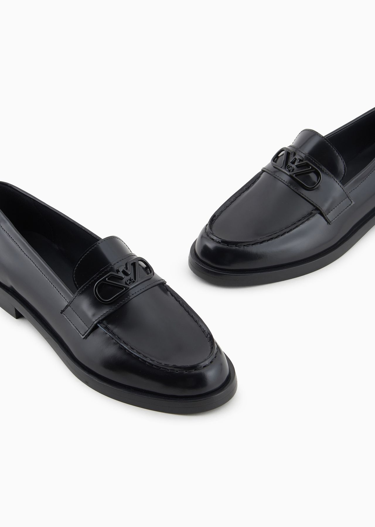 Brushed leather loafers with eagle plate - 5