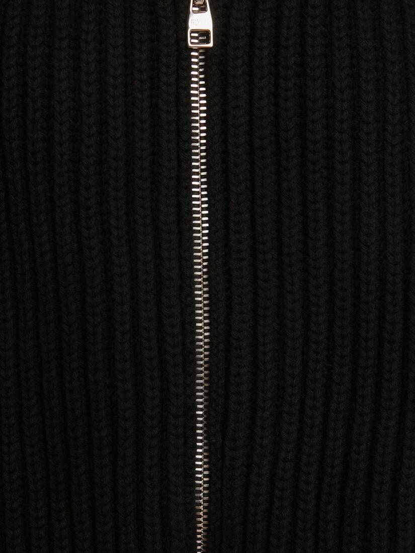 Funnel Neck Zip Through Cardigan in Black - 5